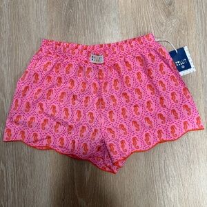 Roller Rabbit Pink and Orange Seahorse Print Shorts
